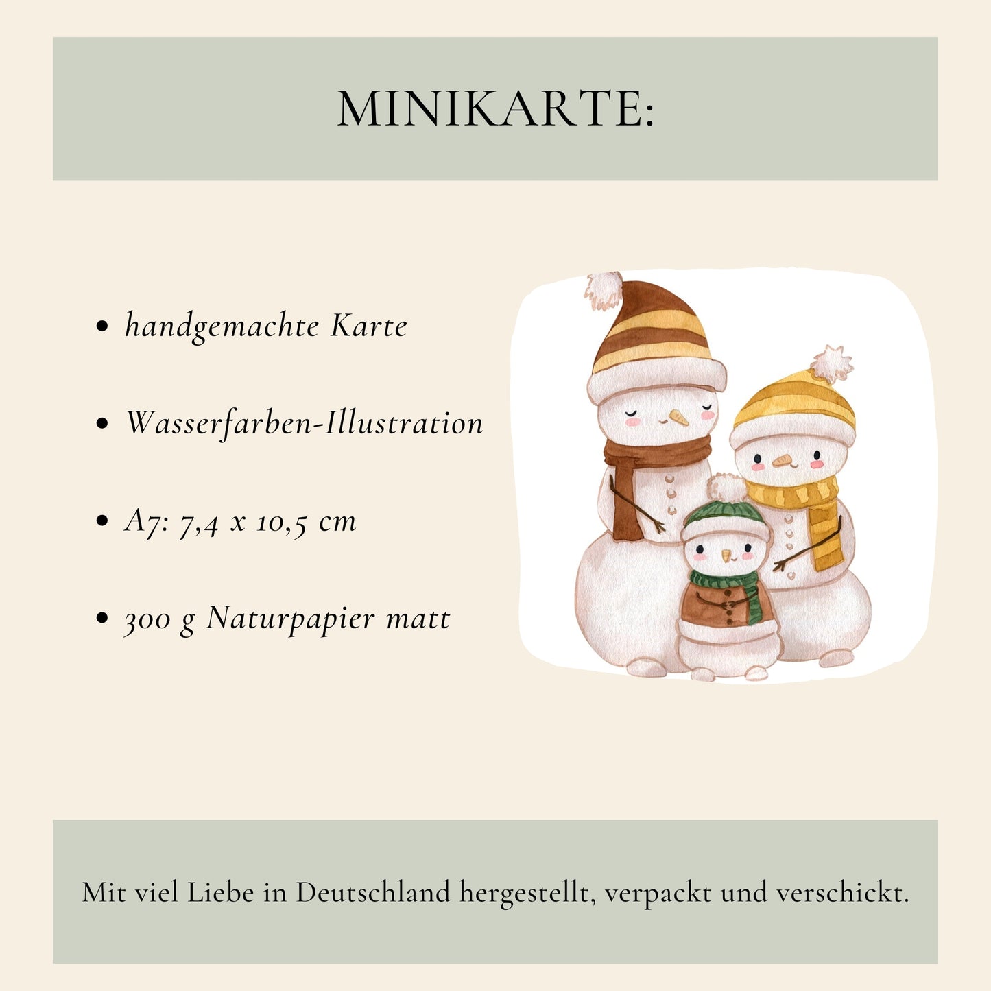 Mini Weihnachtskarte Familie Schneemann