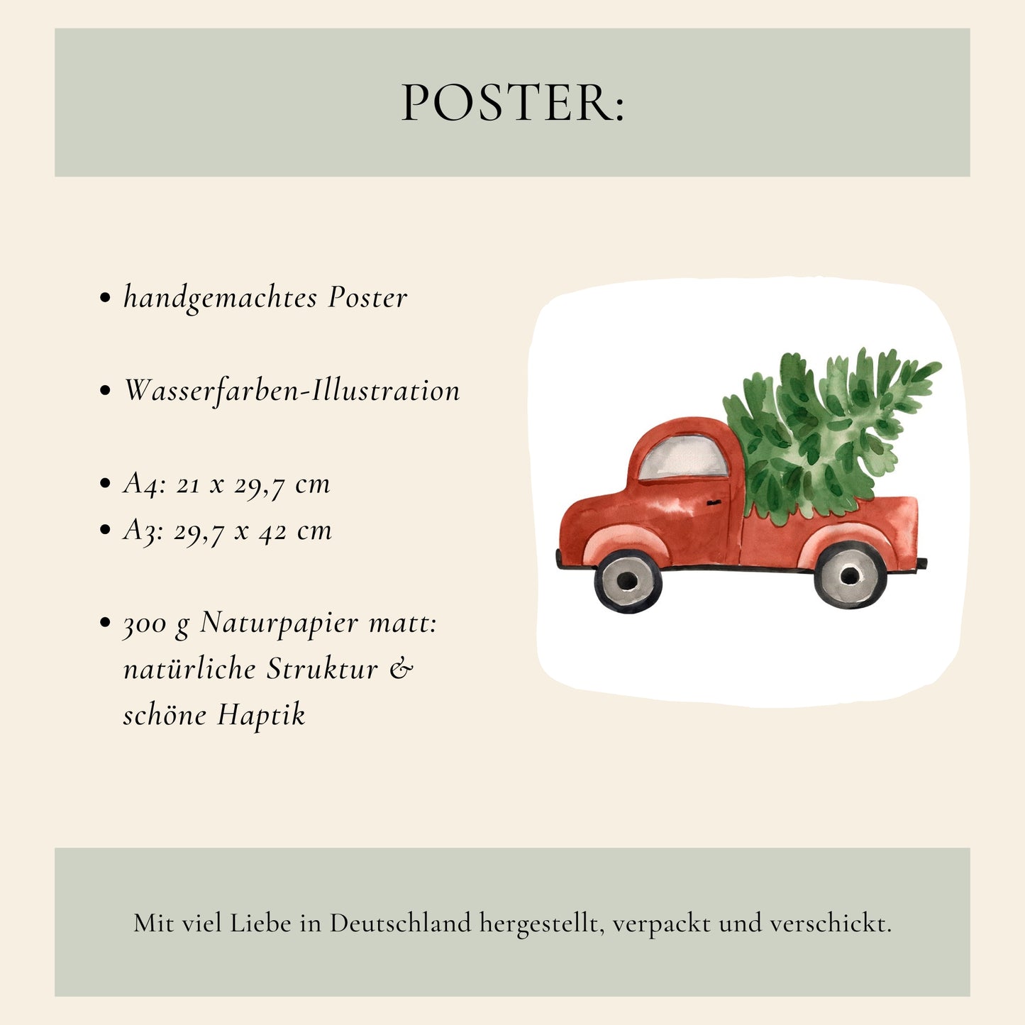 Weihnachtsposter Auto & Tannenbaum