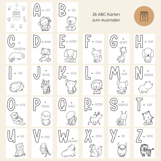 ABC Ausmalkarten Set