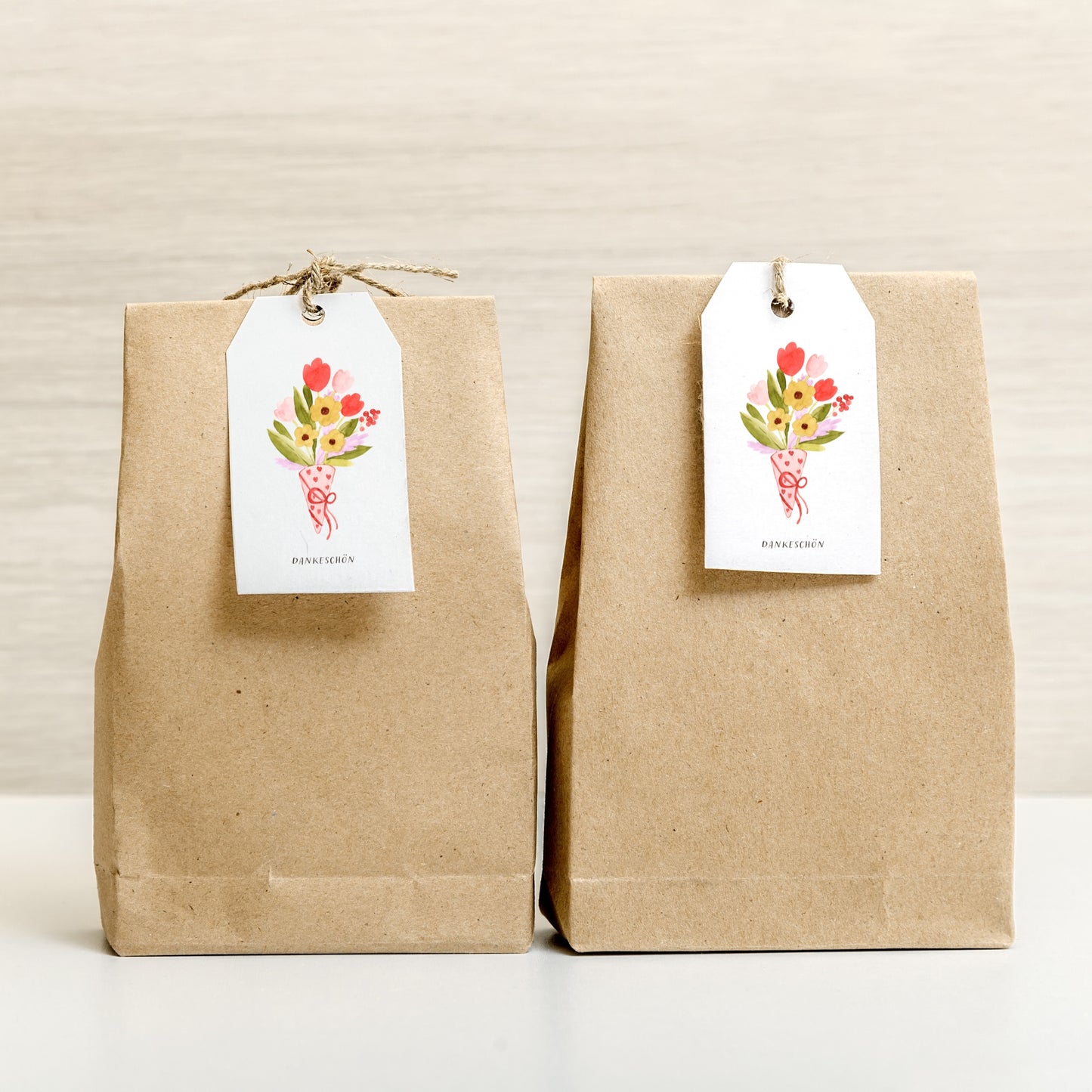 Kleine Dankeskarten mit Blumenstrauß – 10er Set