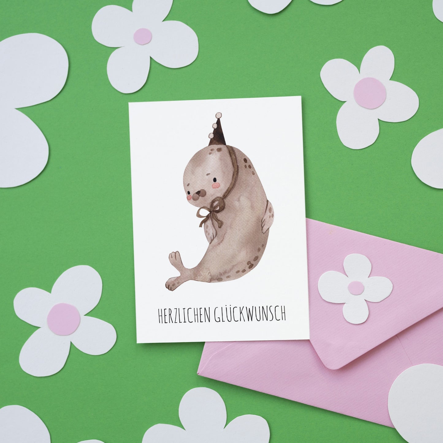 Geburtstagskarte Robbe Piet