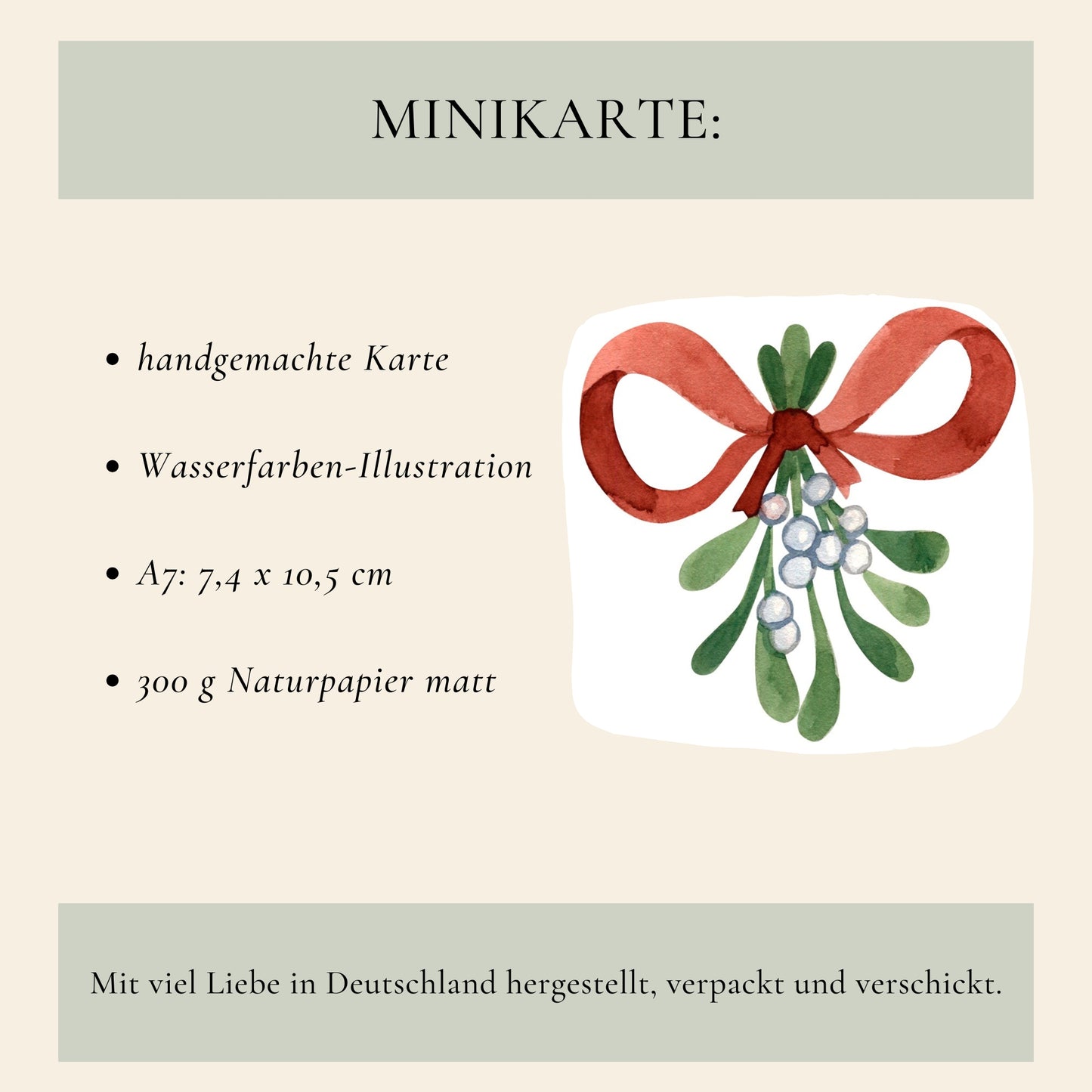 Mini Weihnachtskarte Mistelzweig