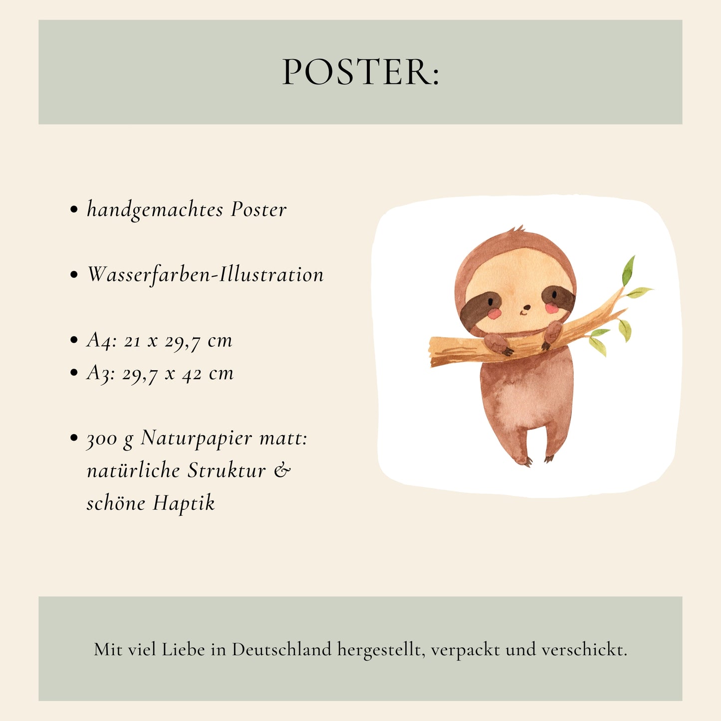 Niedliches Faultier Trio – Poster 3er Set