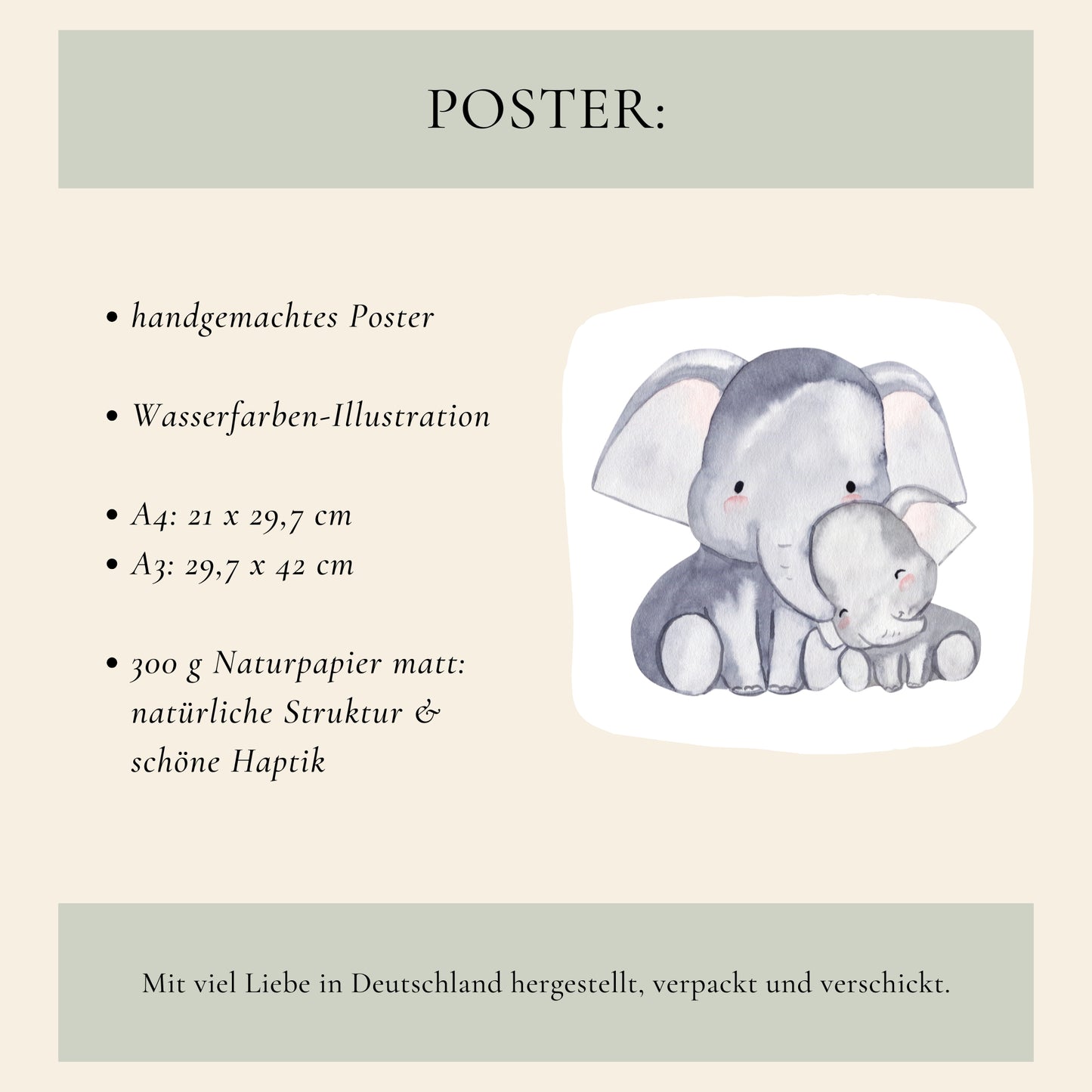 Mama Elefant & Baby Poster