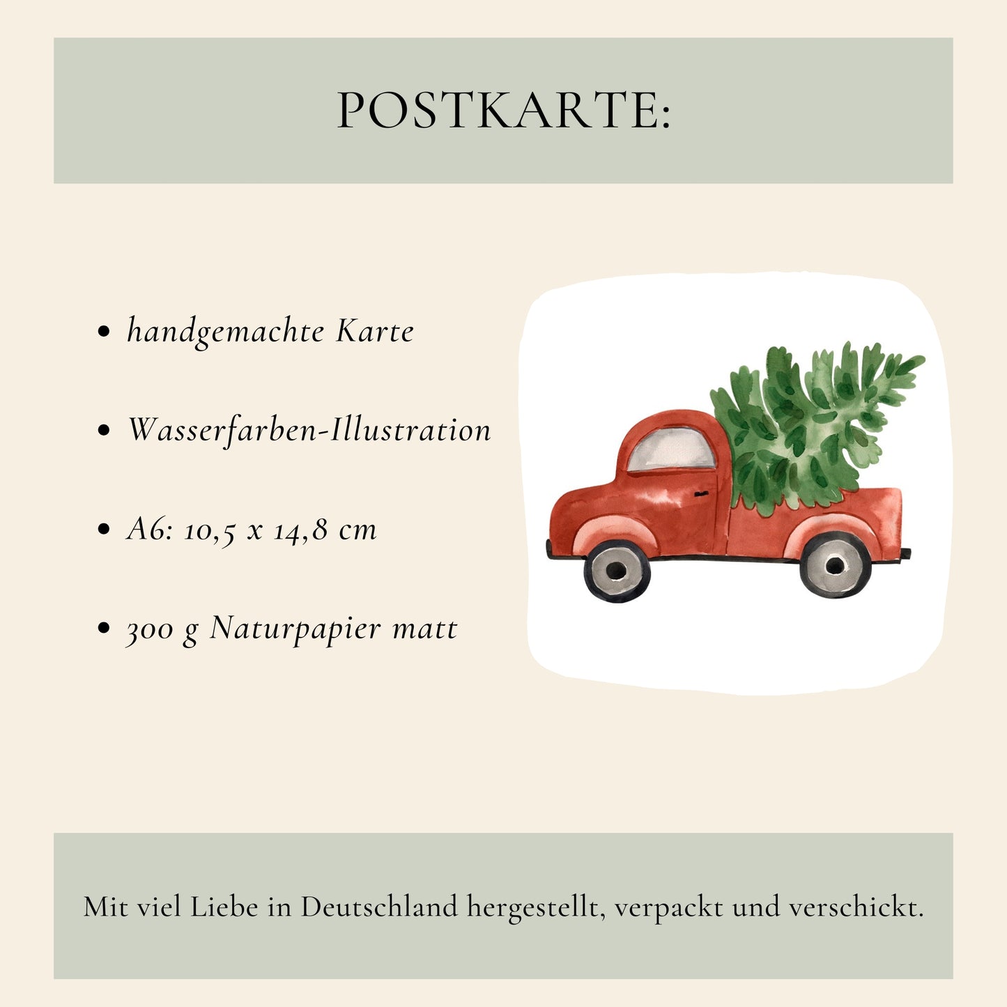 Weihnachtskarte Auto & Weihnachtsbaum