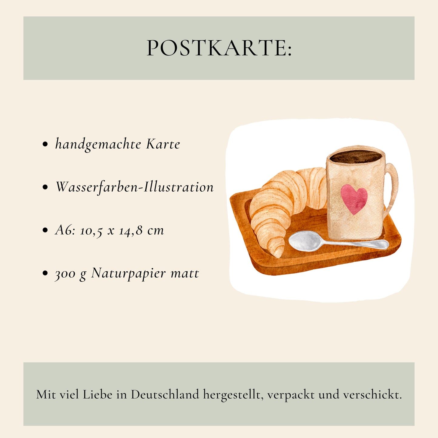 Karte Frühstück: Kaffee & Croissant