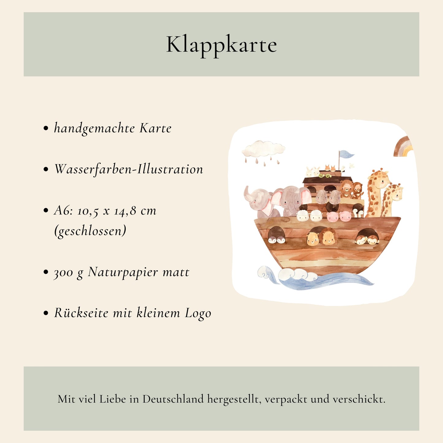 Personalisierte Taufkarte - Arche Noah