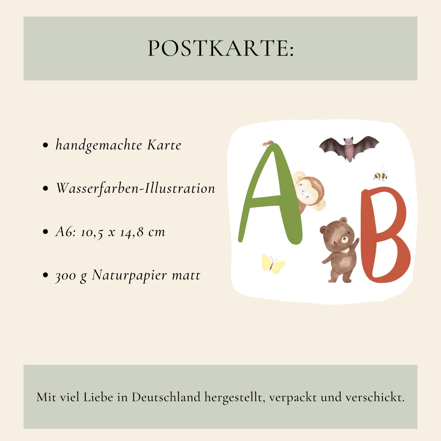 Karte Einschulung – Abc Tiere