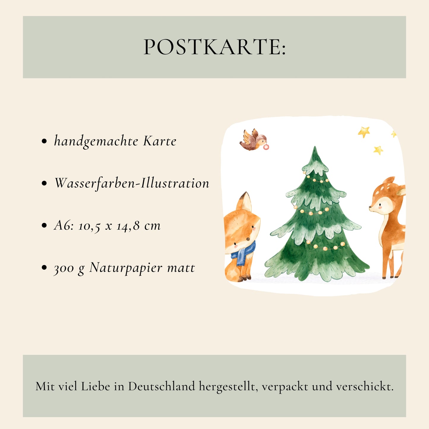 Weihnachtskarte Waldtiere
