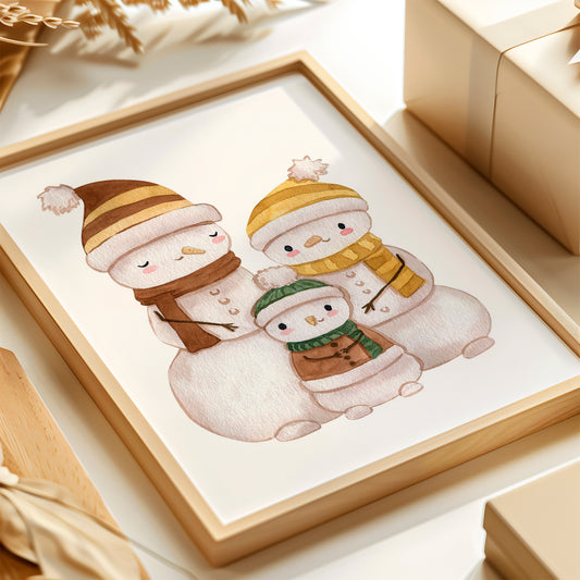 Weihnachtsposter Familie Schneemann