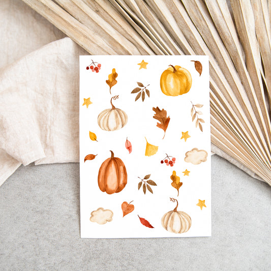 Karte Kürbisse & Herbstlaub