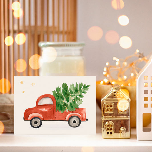 Weihnachtskarte Auto & Weihnachtsbaum
