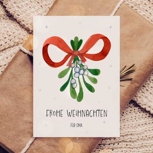 Personalisierte Weihnachtskarte - Mistelzweig