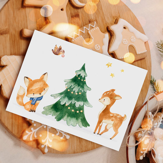 Weihnachtskarte Waldtiere
