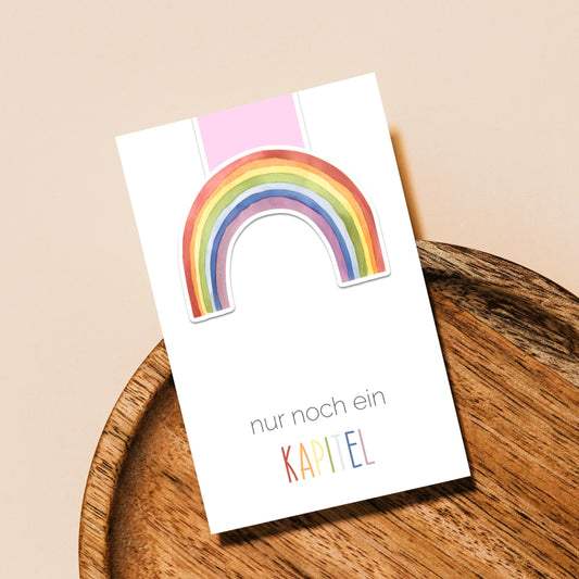 Magnetisches Lesezeichen Regenbogen Rosa, handgemalt, aus hochwertigem Papier, mit Vinyl versiegelt. Enthält Magnete zum sicheren Anbringen an Buchseiten.