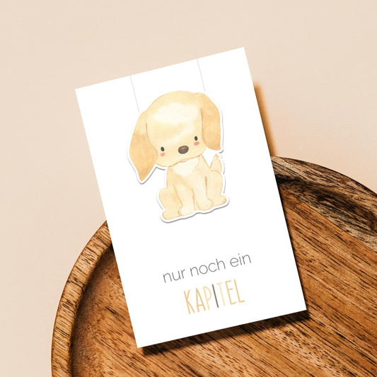 Magnetisches Lesezeichen Golden Retriever, handgemaltes Hundemotiv auf 200g Papier, versiegelt mit Vinyl, ca. 6 x 3,5 cm, mit Magneten zum sicheren Befestigen.