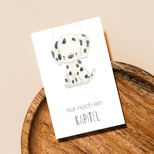 Magnetisches Lesezeichen Dalmatiner mit handgemaltem Hundemotiv, ca. 6 x 3,5 cm, auf hochwertigem Papier, mit Vinyl versiegelt und Magnetverschluss.