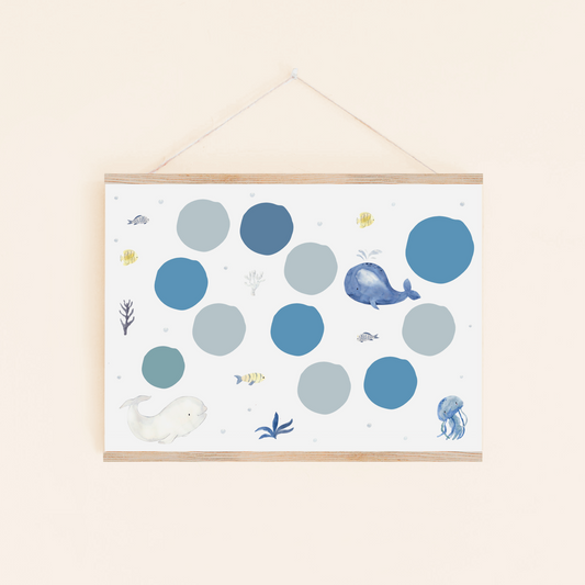 Kostenloser Download: Belohnungstafel für Kinder mit Walen – perfekt für Hausaufgaben