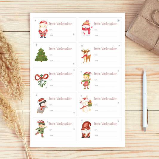 Weihnachts-Etiketten für Kinder kostenlos zum Ausdrucken – 10 Designs für Geschenke
