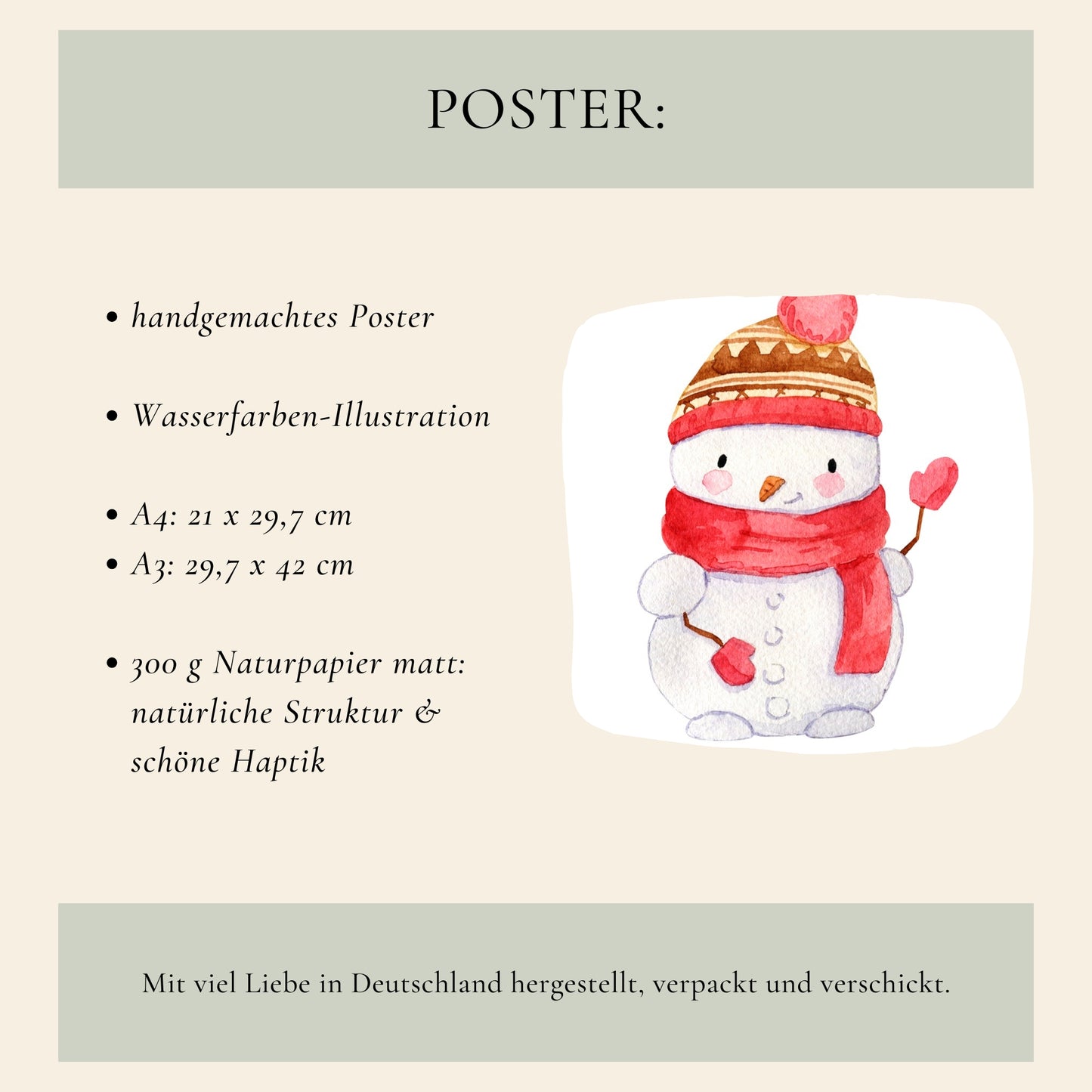 Weihnachtsposter Schneemann