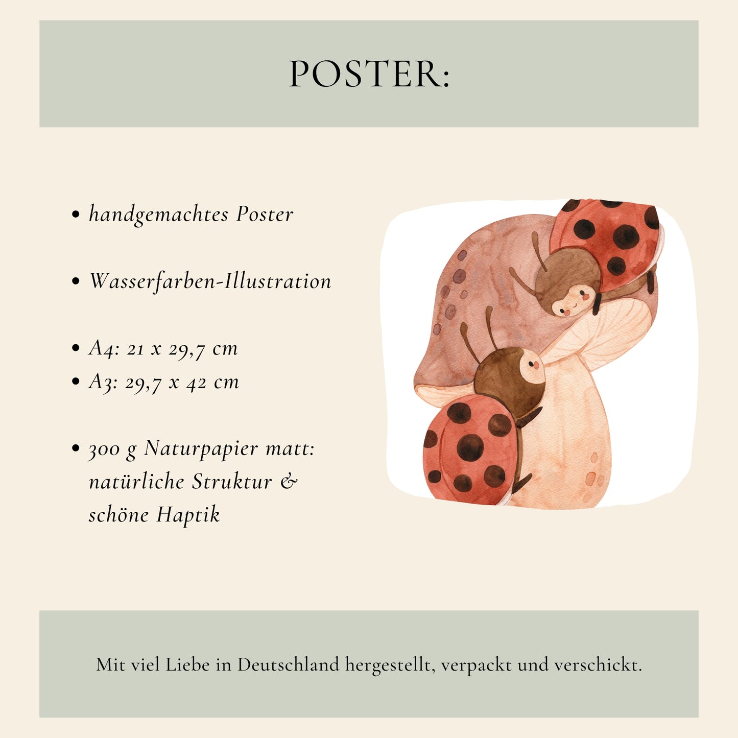 Glücksbringer - Marienkäfer Poster 3er Set