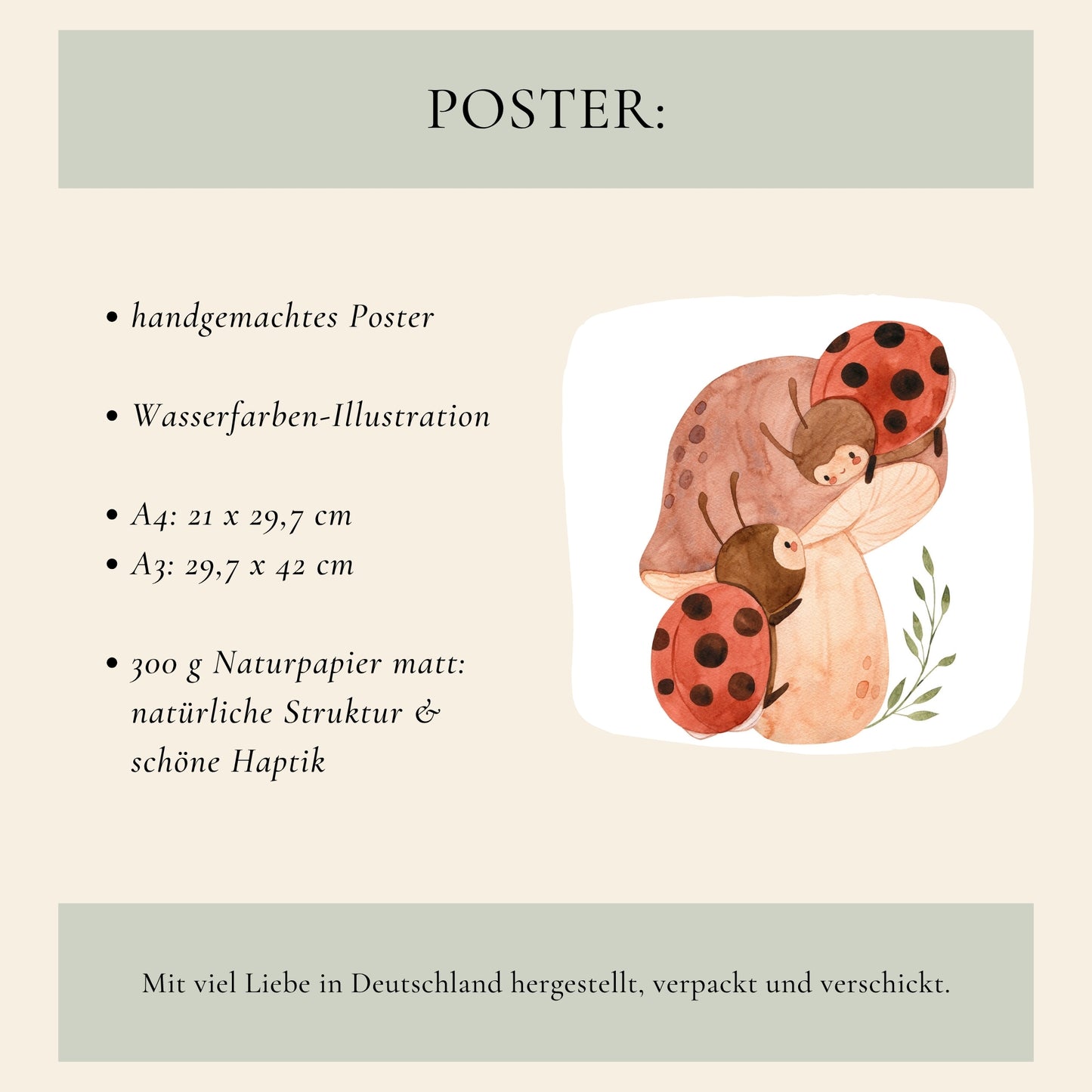 Kleines Glück – personalisiertes Marienkäfer Poster 3er Set