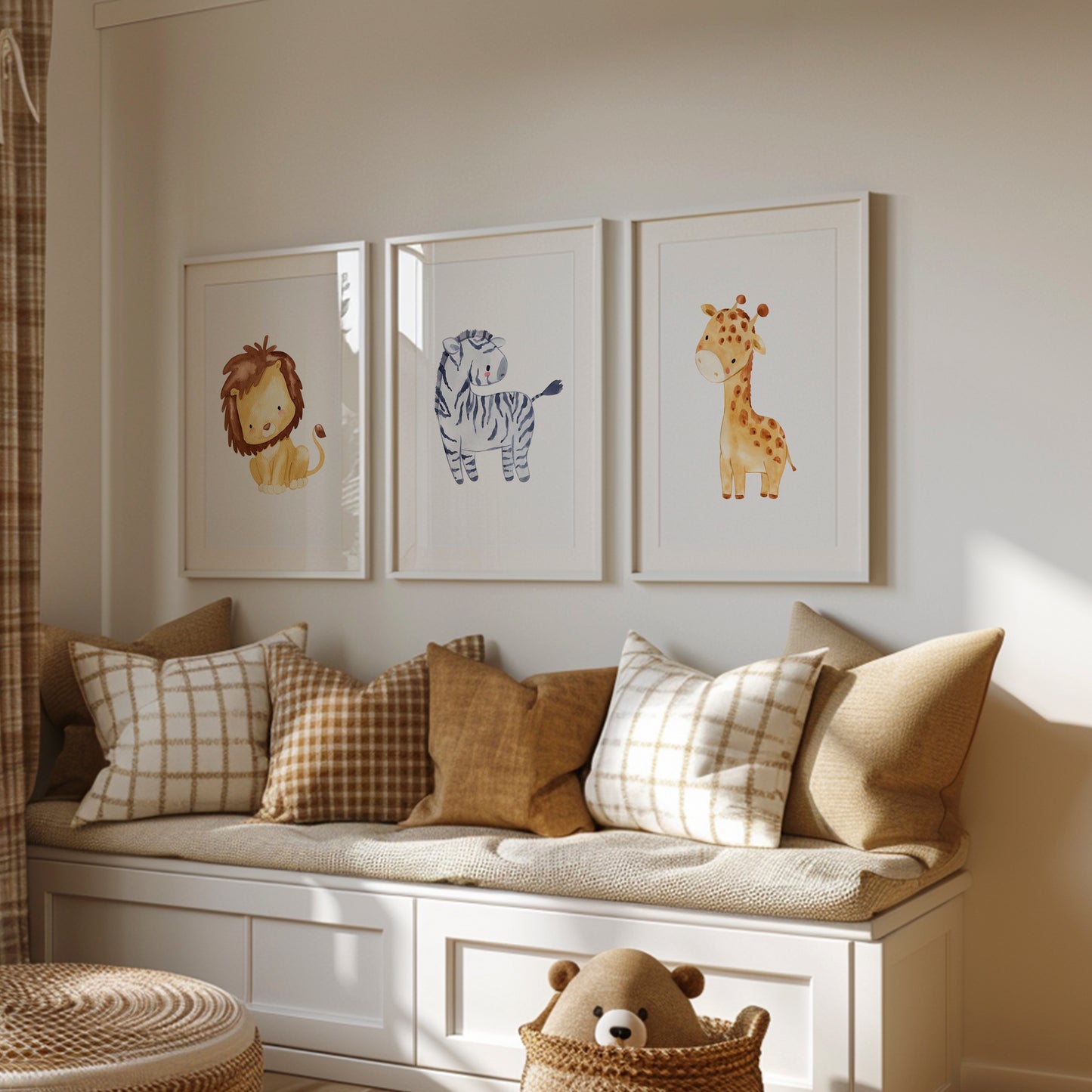 Safari Freunde: Zebra, Löwe & Giraffe – Poster 3er Set