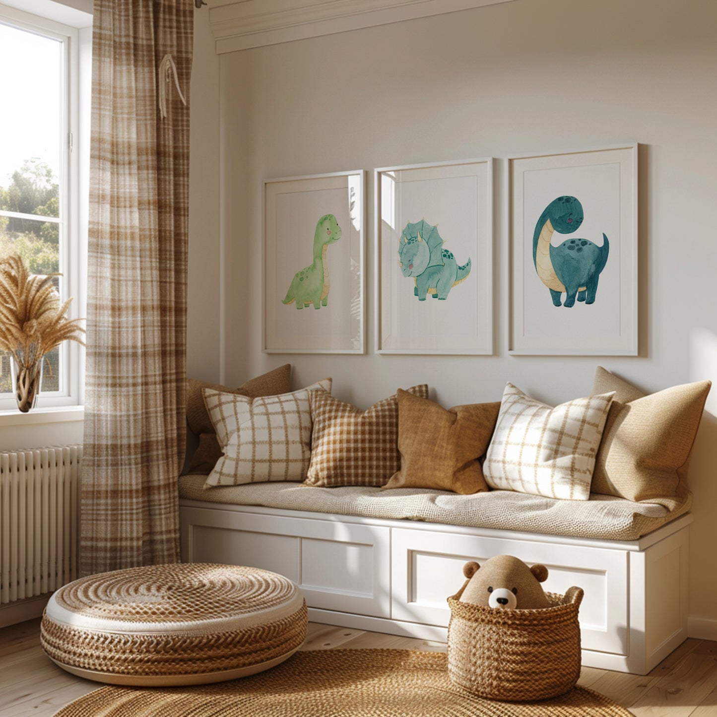 3er Poster Set Dinosaurier für Kinderzimmer – Illustration