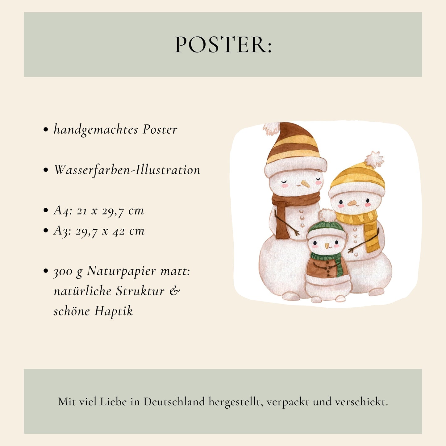 Weihnachtsposter Familie Schneemann