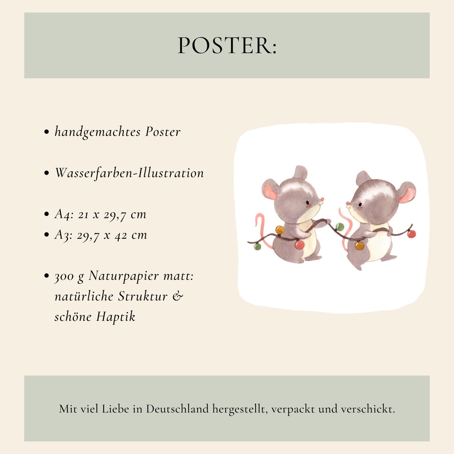 Weihnachtsposter Mäuse & Lichterkette