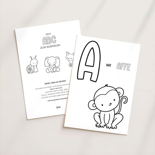 Tierisches Alphabet – Ausmalbilder zum Ausdrucken