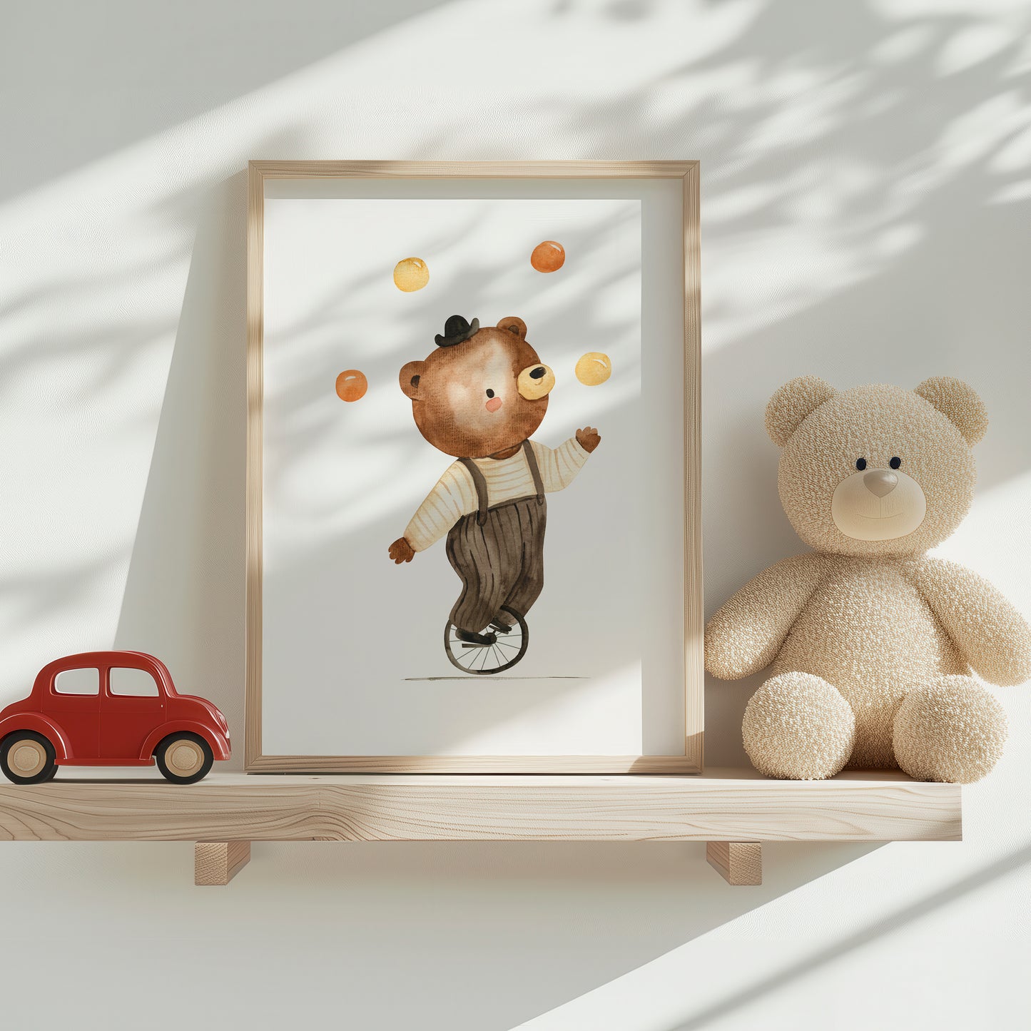 Bär auf dem Einrad Poster