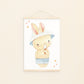 Poster Hase mit Eis A4 & A3 Handgemaltes Kinderposter : Hase, der ein Eis isst. Perfekt für Kinderzimmerdeko. Gedruckt auf hochwertigem 300g Naturpapier. An Bildleiste