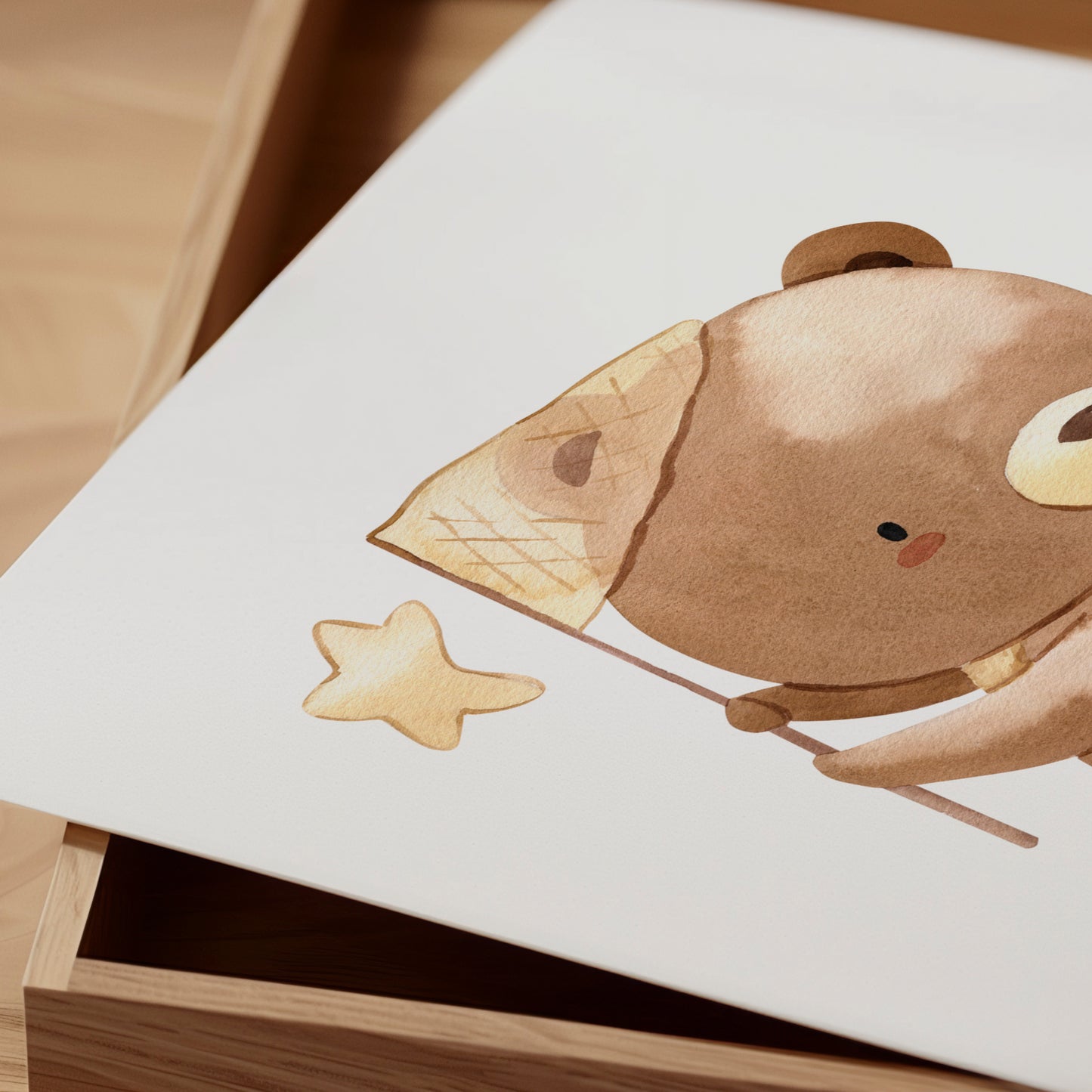 Kinderbild Kinderposter Bär fängt Sterne, A4 & A3 Poster, Kinderzimmer, Kinderbilder Tiere, Deko Babyzimmer Wanddekoration, Baby Geschenk Geburt, Einrichtung Kinderzimmer