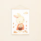 Poster Hase Rotkäppchen A4 & A3: Ein fröhliches Kinderzimmerposter aus stabilem, mattem Naturpapier, ideal als Geschenk oder Dekoration für kleine Träumer.