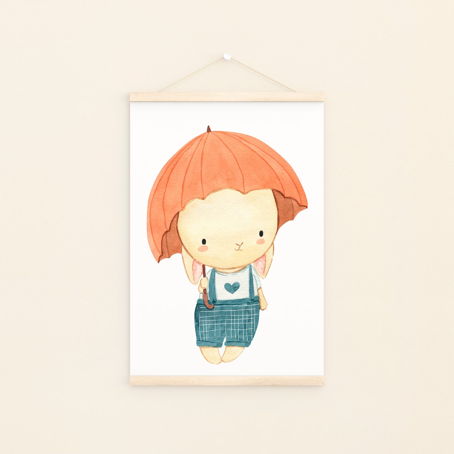 Hase mit Regenschirm Poster