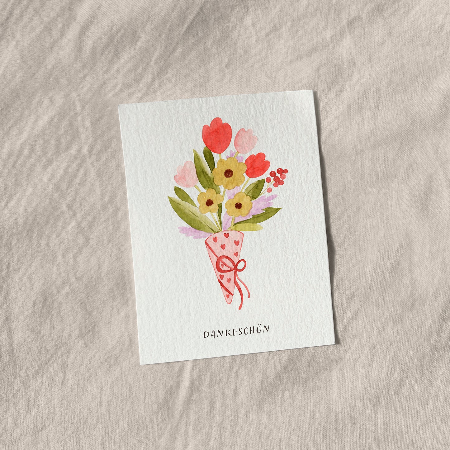 Kleine Dankeskarten mit Blumenstrauß – 10er Set