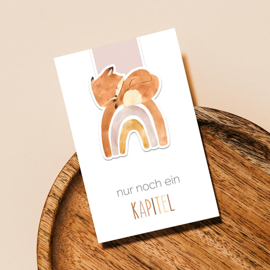 Magnetisches Lesezeichen Fuchs: Handgemaltes Fuchsmotiv auf einem Holztablett. Perfektes Geschenk für Buchliebhaber, gedruckt auf hochwertigem Papier, versiegelt mit Vinyl.