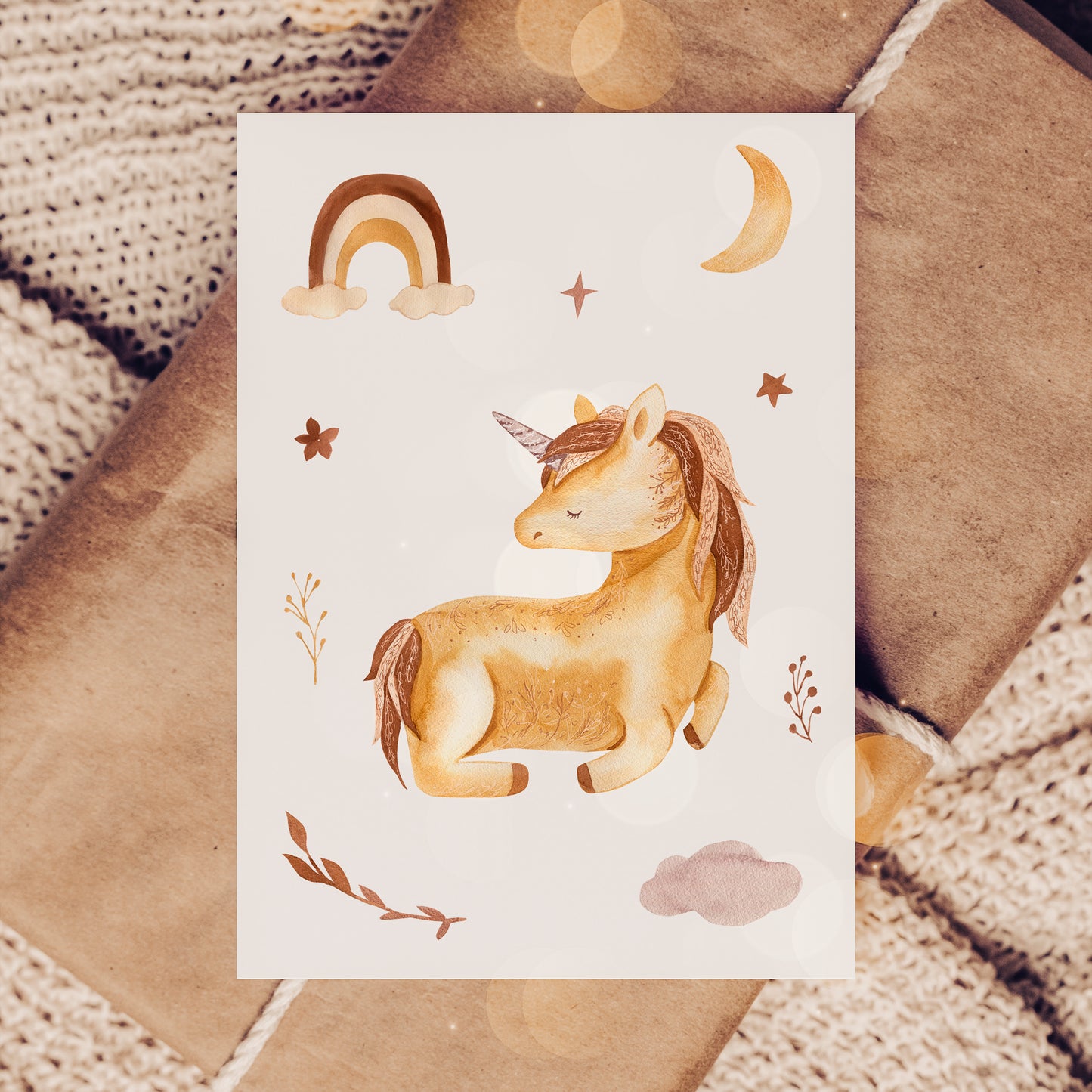Einhorn Geschenkset – Karte, Lesezeichen & Sticker