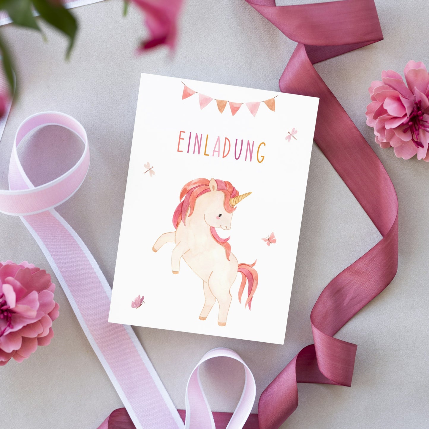 Einladung Kindergeburtstag - Einhorn