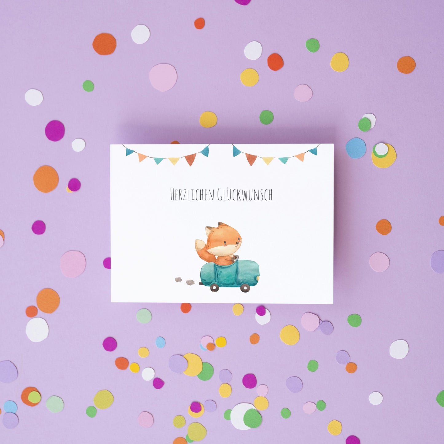 Karte Kindergeburtstag – Fuchs & Auto