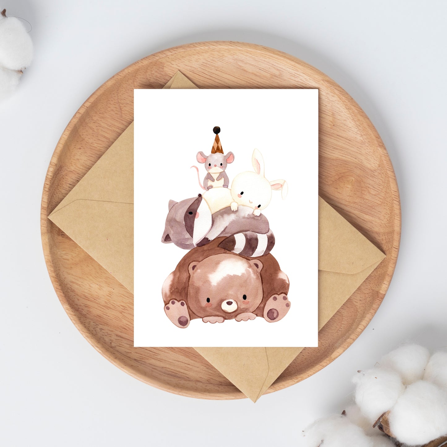 Karte Kindergeburtstag - Tierpyramide