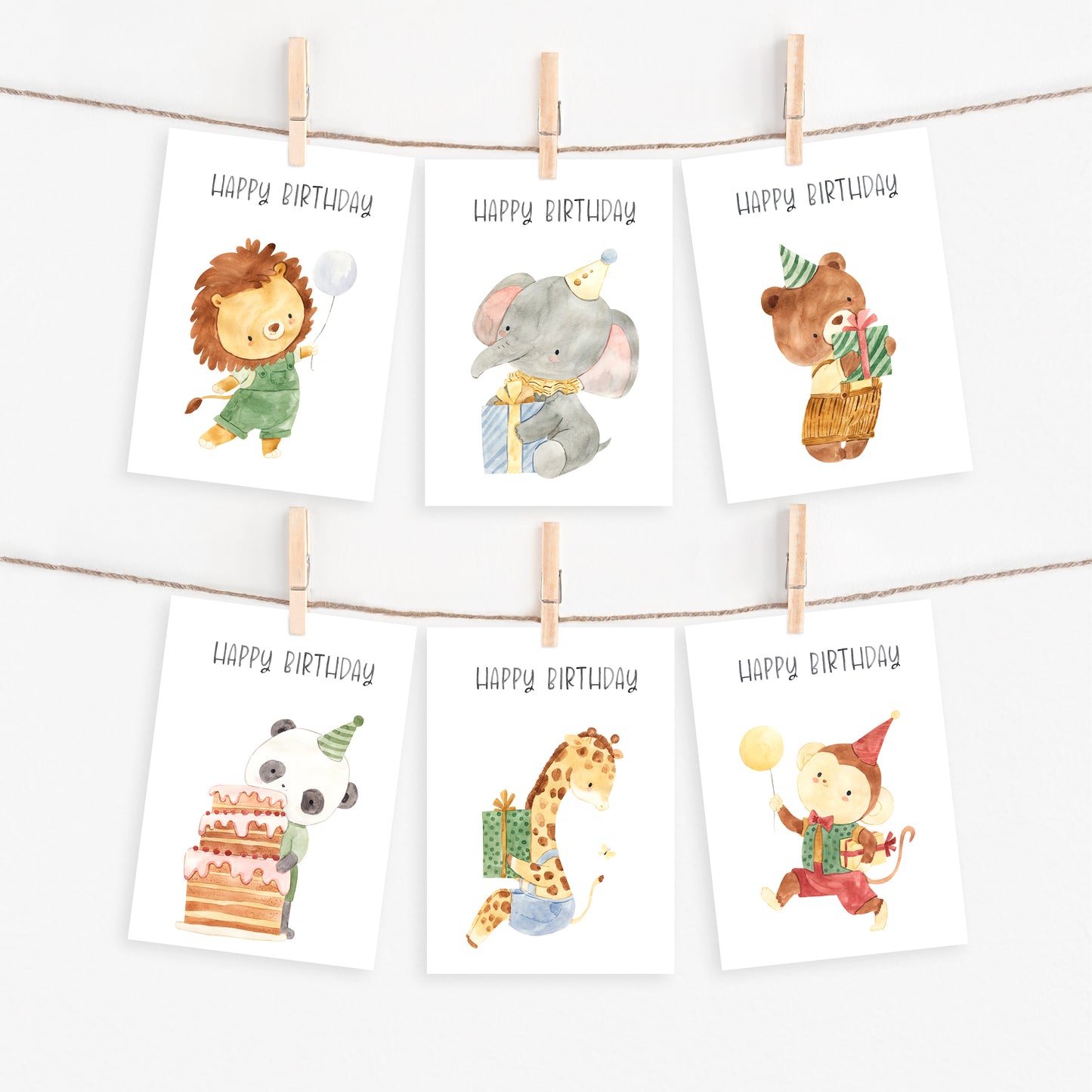 Geburtstagskarten Kindergeburtstag - 6er Set
