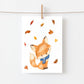 Postkarte Karte Fuchs & Herbstlaub A6 mit Aquarell-Fuchs im Schal und Herbstblättern auf hochwertigem Naturpapier. Ideal für Grüße oder Herbstdekoration.