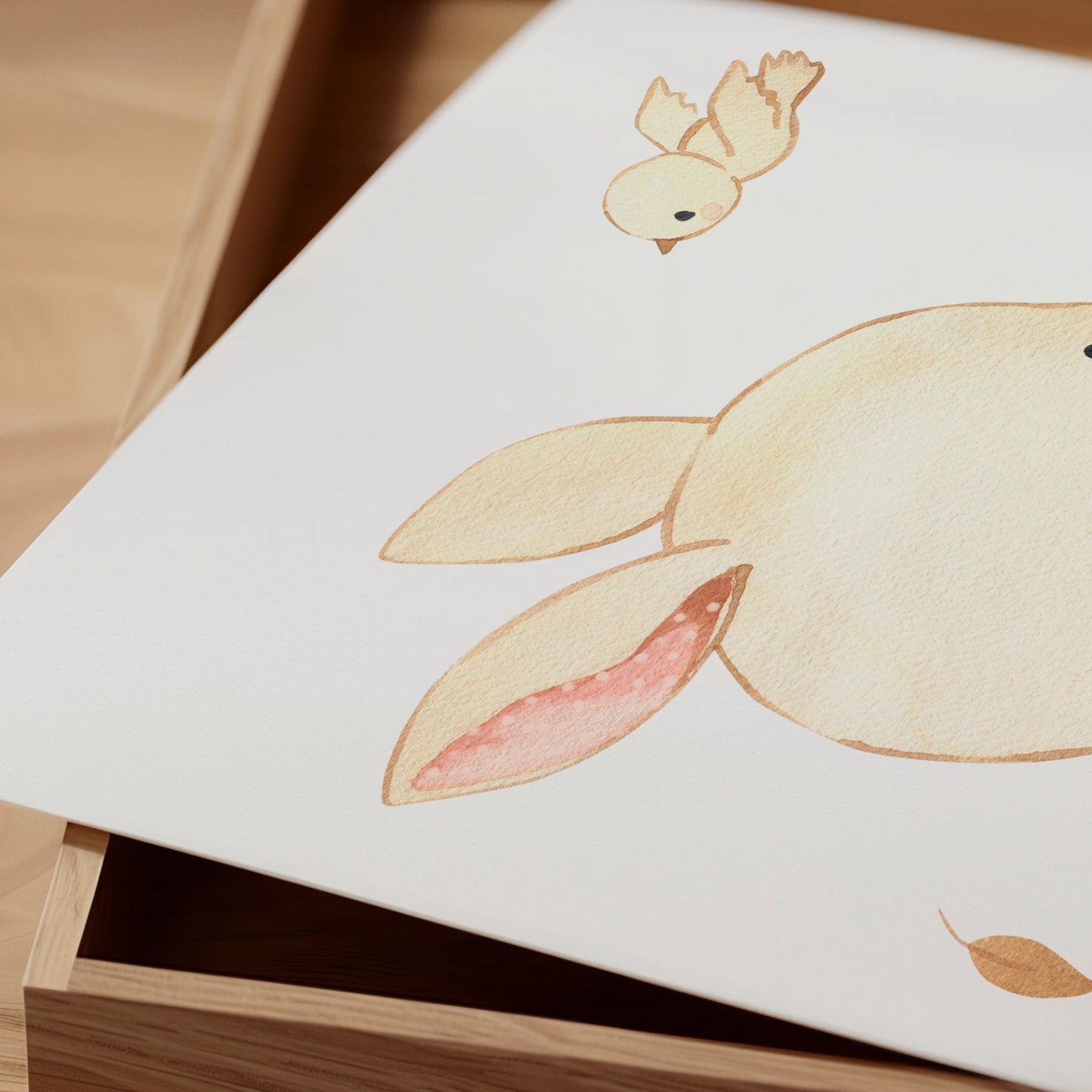 Poster Hase Rotkäppchen A4 & A3: Hochwertiges Kinderzimmerposter auf mattem 300g Naturpapier, ideal als Geschenk oder Deko für kleine Träumer, ohne Rahmen.