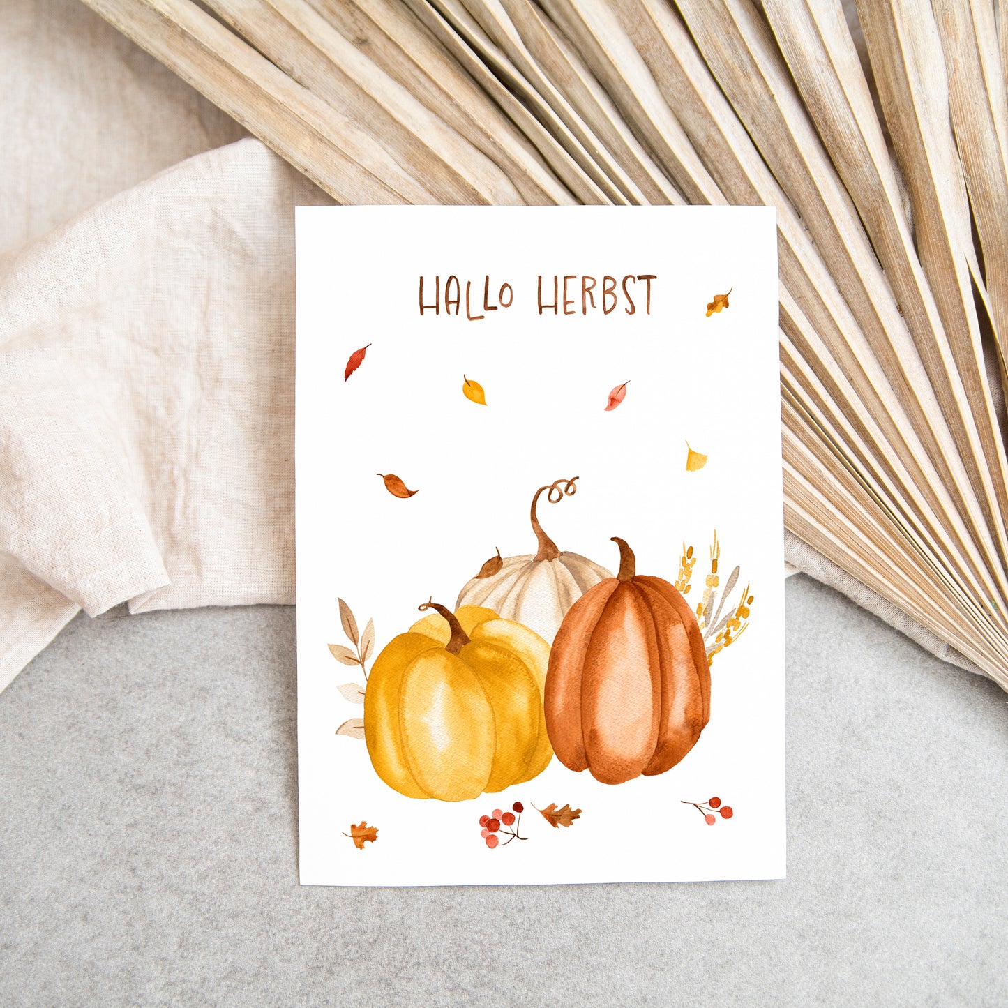 Karte Hallo Herbst – Kürbisse