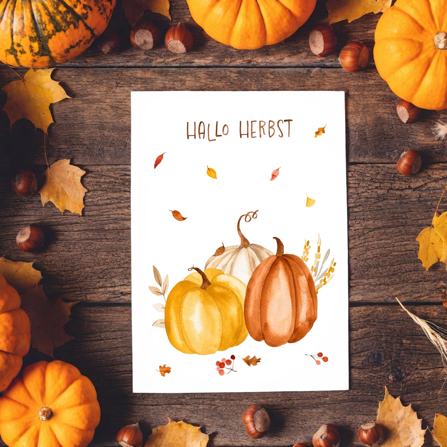 Karte Hallo Herbst – Kürbisse