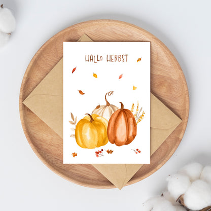 Karte Hallo Herbst – Kürbisse