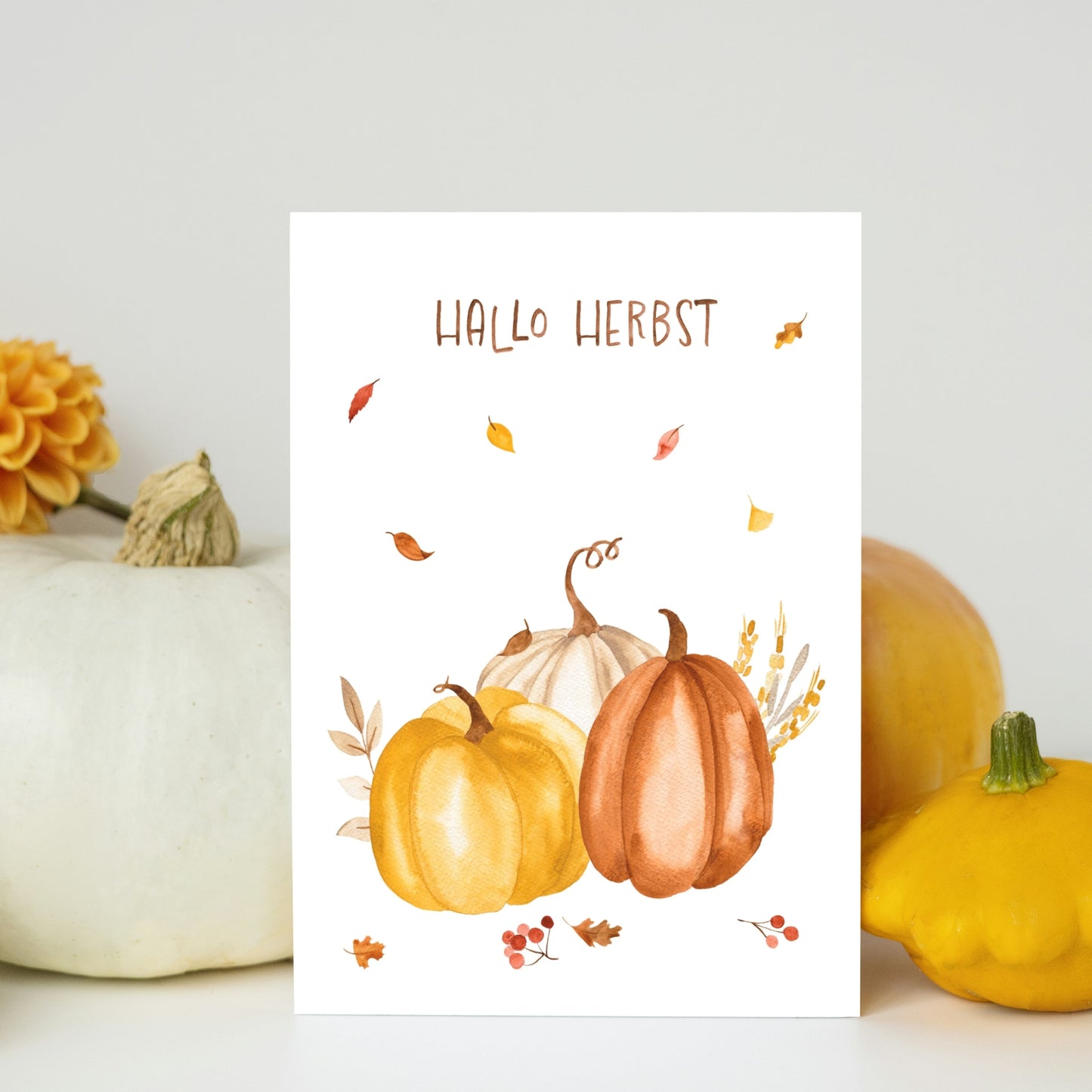 Karte Hallo Herbst – Kürbisse