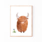 Poster Highland Cow: Handgemalte Highland Cow, perfekt für Kinderzimmer. Gedruckt auf hochwertigem, stabilem 300g Naturpapier, erhältlich in A3 und A4.